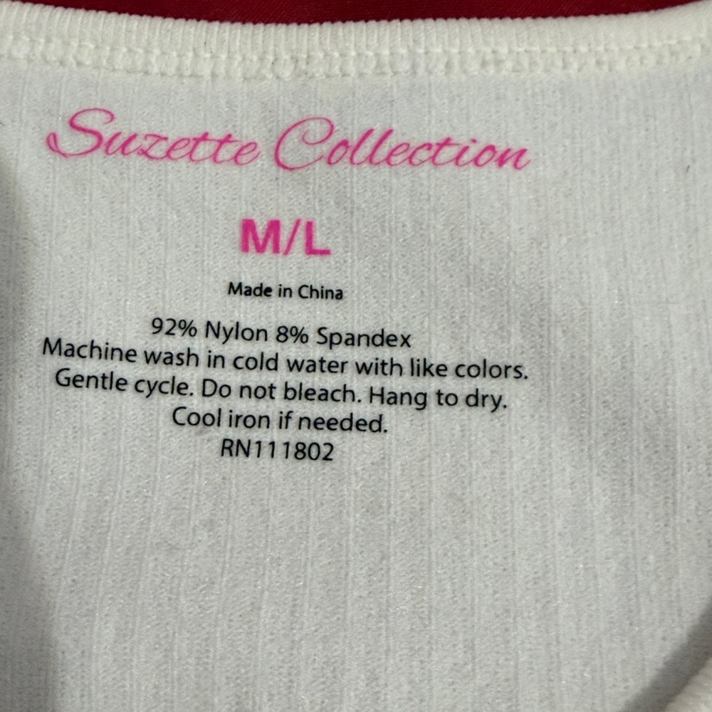 Suzette Collection White Ribbed Tank Top (M/L) - Picture 2 of 4